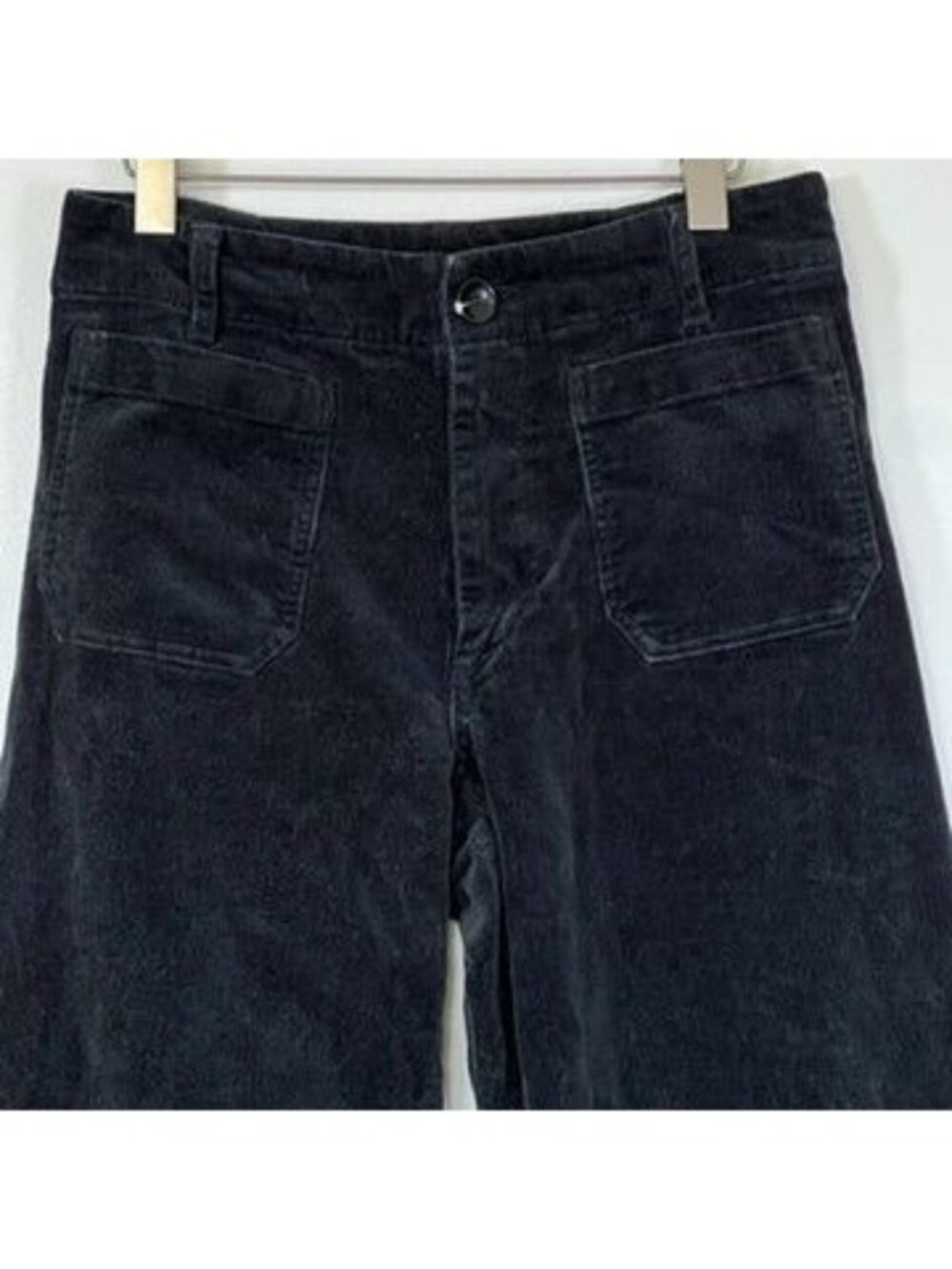 Quince Organic Stretch Corduroy Cropped Wide Leg Pants Black Sz 8 Quiet Luxury - Picture 13 of 14